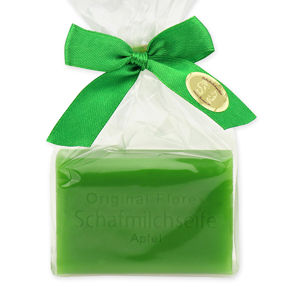 Sheep milk soap square 100g in a cellophane bag, Green apple 