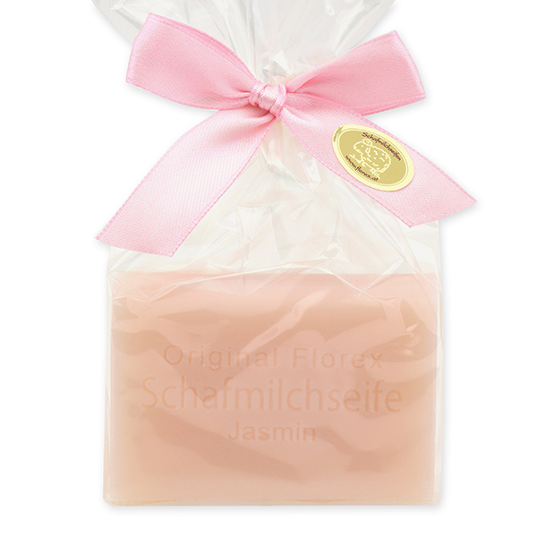 Sheep milk soap square 100g in a cellophane bag, Jasmine 