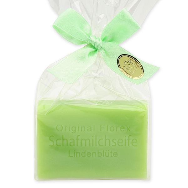 Sheep milk soap square 100g in a cellophane bag, Lime blossom 