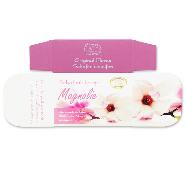 Papier-Schachtel MC für Schafmilchseife eckig 100g, Magnolie 