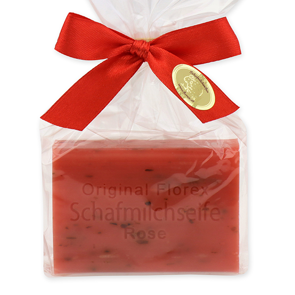 Sheep milk soap square 100g, Rose with petals 