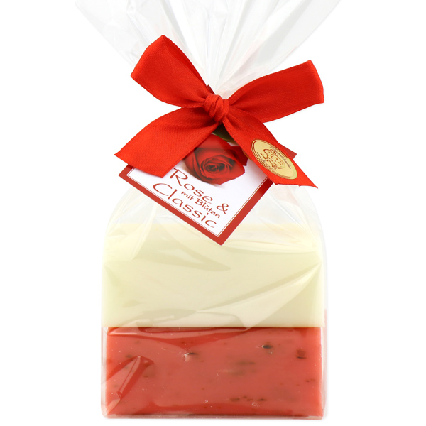 Sheep milk soap square 100g 2 pieces packed with a card, Classic/Rose with petals 