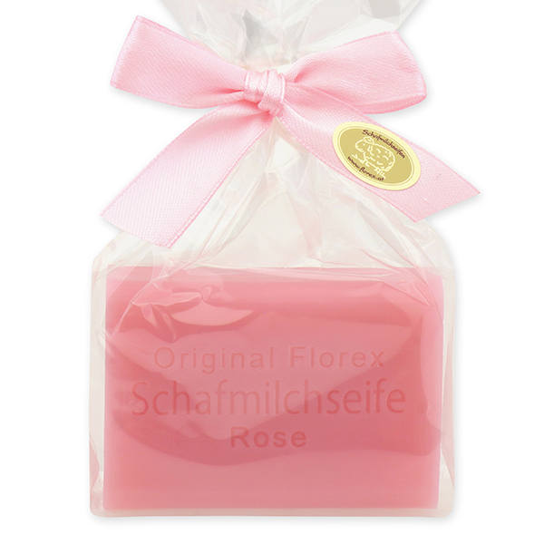 Schafmilchseife eckig 100g in Cello, Rose Diana 