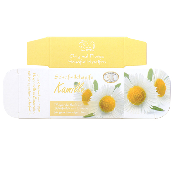 Papier-Schachtel MC für Schafmilchseife eckig 100g, Kamille 