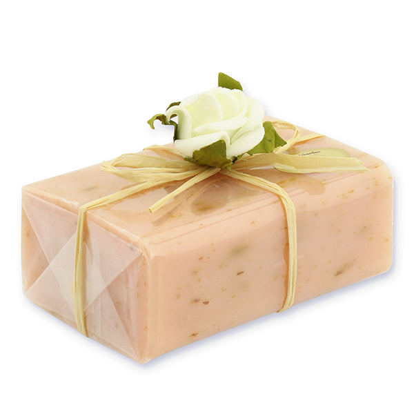 Sheep milk soap square 100g 1 piece packed, Wild rose with petals 