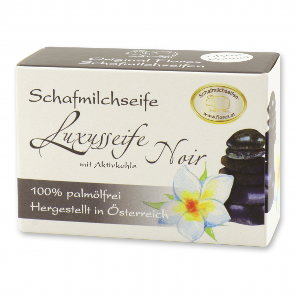 Palmölfreie Schafmilchseife eckig 100g in Schachtel, Luxusseife Noir 