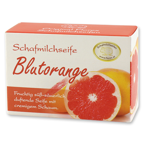 Schafmilchseife eckig 100g in Schachtel, Blutorange 