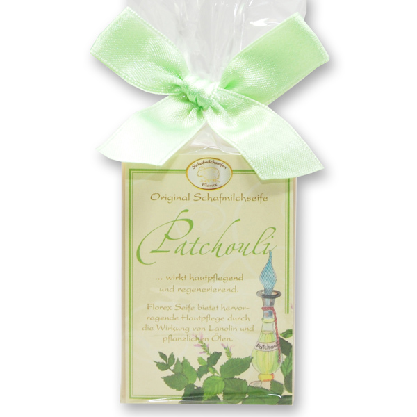 Schafmilchseife eckig 100g klassisch in Cello, Patchouli 