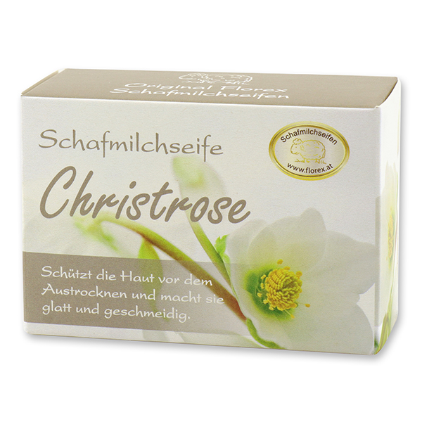 Schafmilchseife eckig 100g in Schachtel, Christrose 