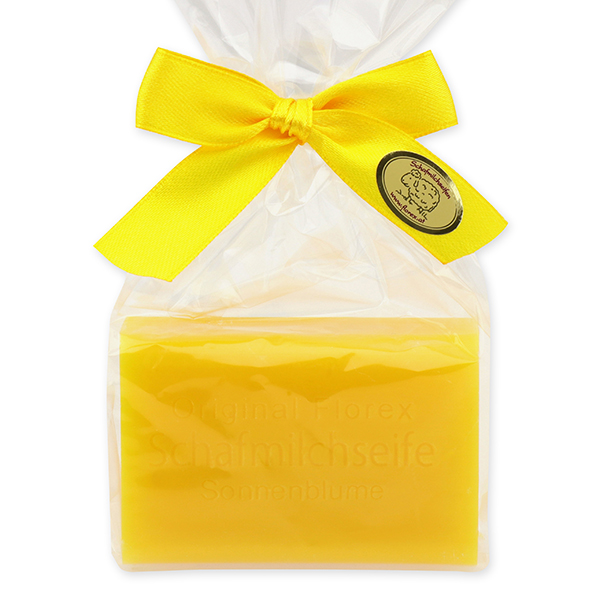 Sheep milk soap square 100g in a cellophane bag, Sunflower 