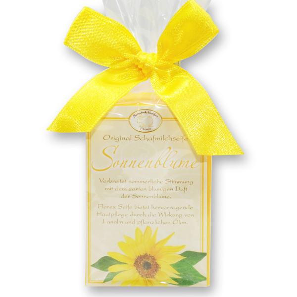 Schafmilchseife eckig 100g klassisch in Cello, Sonnenblume 