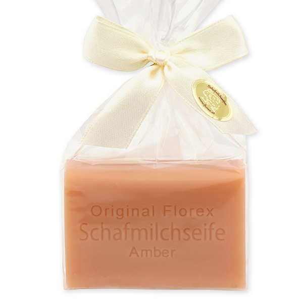 Sheep milk soap square 100g in a cellophane bag, Amber 