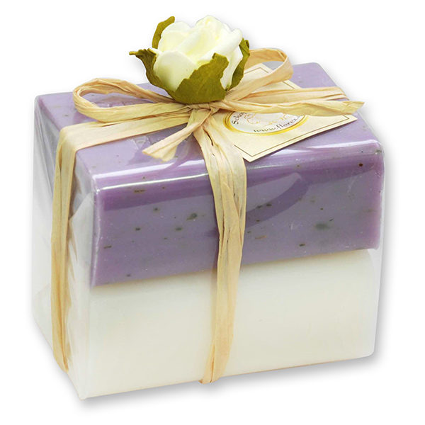 Sheep milk soap square 100g 2 pieces packed, Classic/Viola with herbs 
