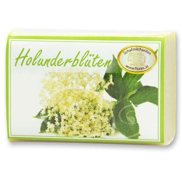 Schafmilchseife eckig 100g modern, Holunderblüten 