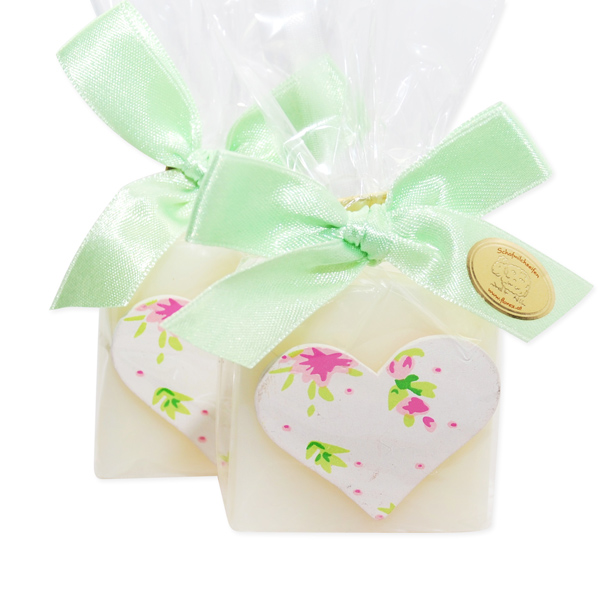 Sheep milk soap 35g decorated with a heart in a cellophane, Classic 