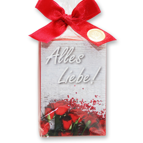 Sheep milk soap 150g in a cellophane bag "Alles Liebe", Rose 