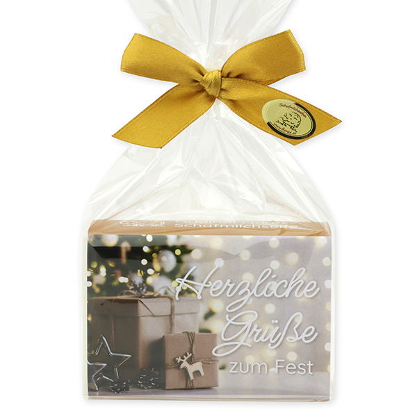 Schafmilchseife eckig 150g in Cello "Herzliche Grüße zum Fest", Classic 