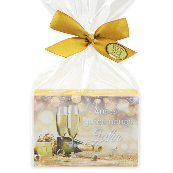 Sheep milk soap 150g in a cellophane "Auf ein gutes neues Jahr", Classic 