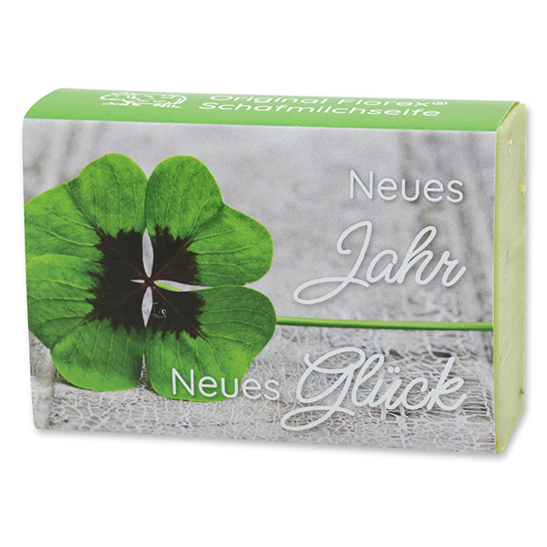 Schafmilchseife eckig 150g "Neues Jahr Neues Glück", Eisenkraut 