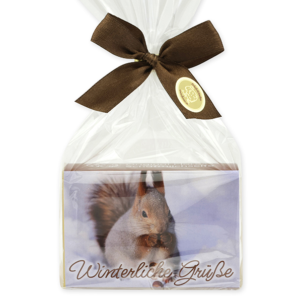 Sheep milk soap 150g in a cellophane "Winterliche Grüße", Swiss pine 