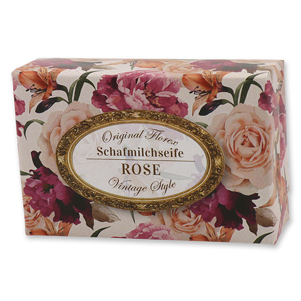 Sheep milk soap 150g "Vintage motif 141", Rose 