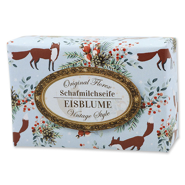 Schafmilchseife eckig 150g "Vintage-Motiv 207", Eisblume 