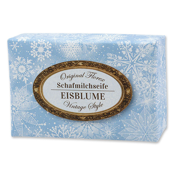 Schafmilchseife eckig 150g "Vintage-Motiv 214", Eisblume 