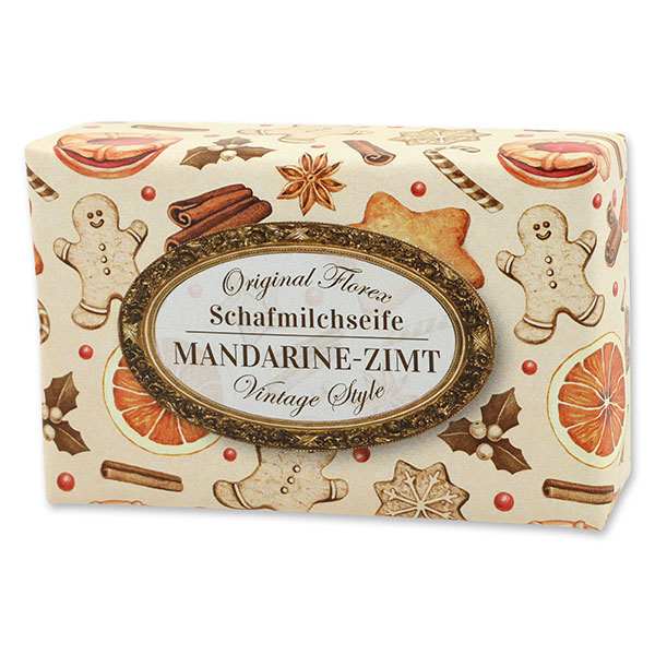 Sheep milk soap 150g "Vintage motif 222", Tangerine-cinnamon 