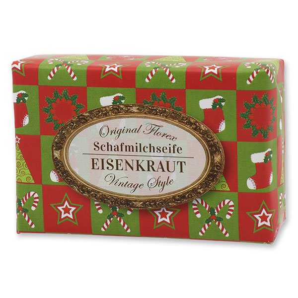 Schafmilchseife eckig 150g "Vintage-Motiv 86", Eisenkraut 