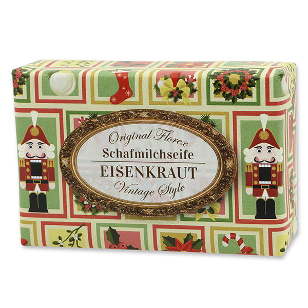 Schafmilchseife eckig 150g "Vintage-Motiv 88", Eisenkraut 