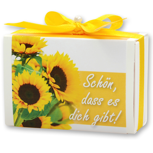 Sheep milk soap 150g in a box "Schön, dass es dich gibt", Honey 