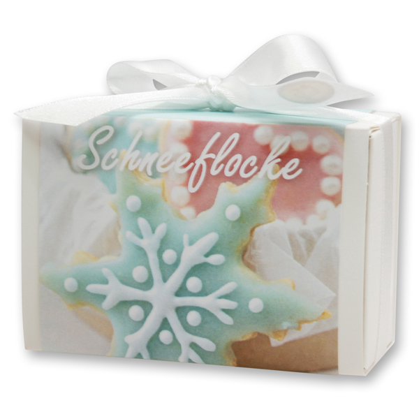 Sheep milk soap 150g in a box "Schneeflocke", Christmas Rose White 