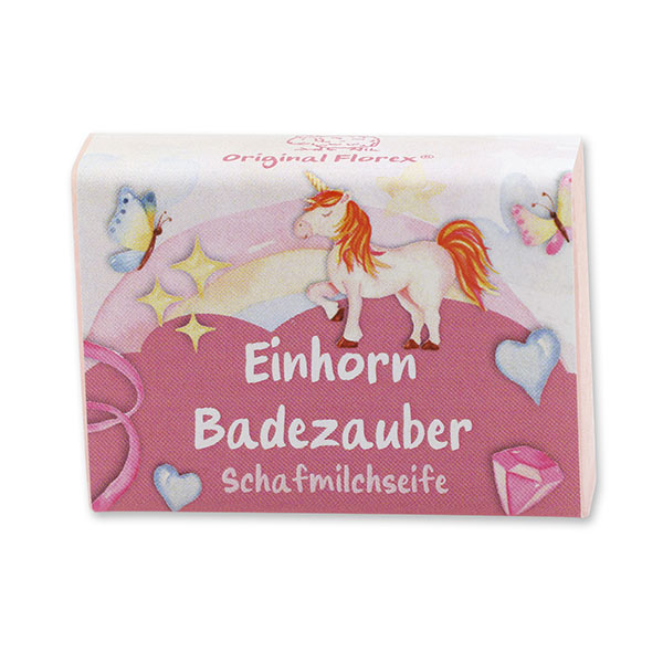 Sheep milk soap square 25g "Einhorn Badezauber", Flower magic 