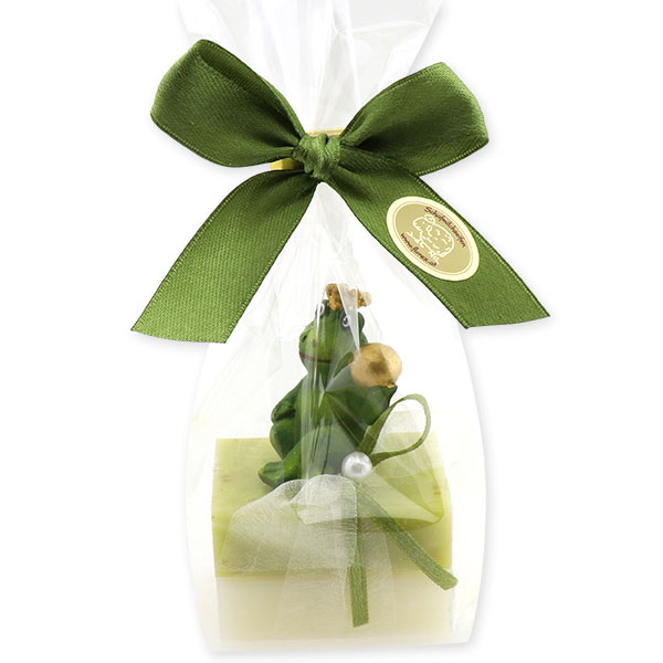 Sheep milk guest soap 2x25g decorated with a frog in a cellophane, Classic/verbena 