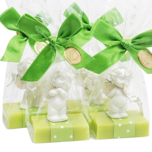 Sheep milk guest soap 25g decorated with an angel-Igor in a cellophane, Pear 