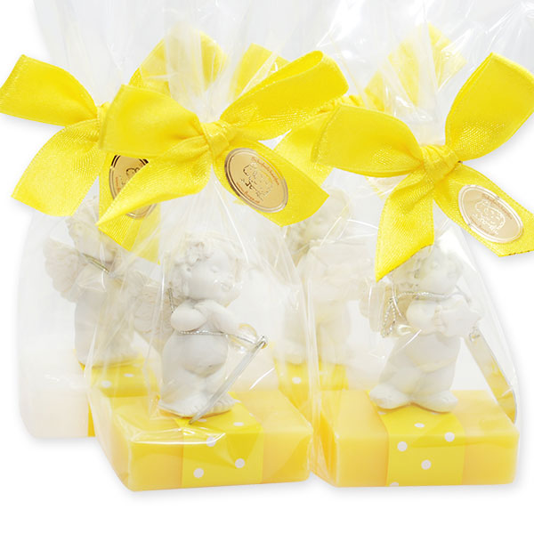 Sheep milk guest soap 25g decorated with an angel-Igor in a cellophane, Classic/grapefruit 