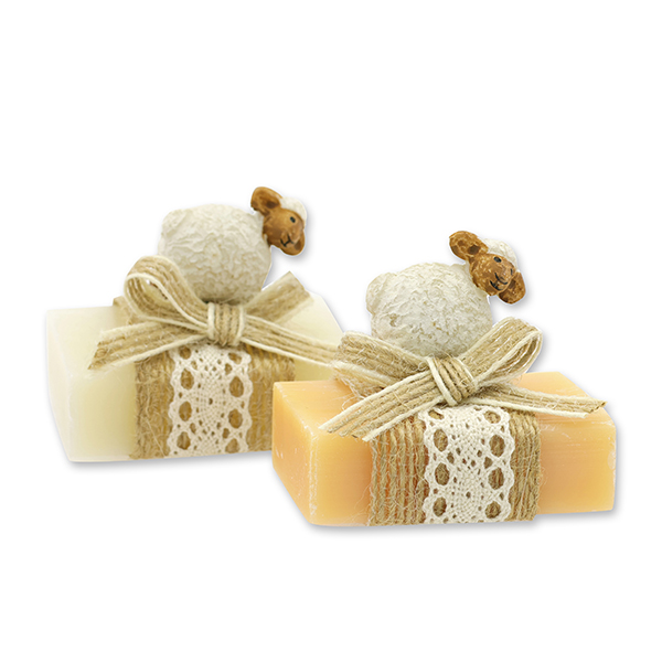 Sheep milk guest soap 25g decorated with a sheep, Classic/Swiss pine 