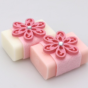 Sheep milk soap 100g, decorated with a flower and organza, Classic/Peony 