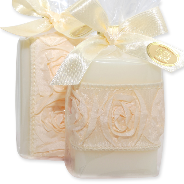 Sheep milk soap 100g, decorated with a rose ribbon in a cellophane, Classic 