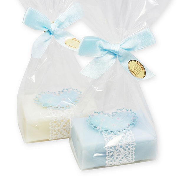 Sheep milk soap 100g, decorated with a heart in a cellophane, Classic/forget-me-not 