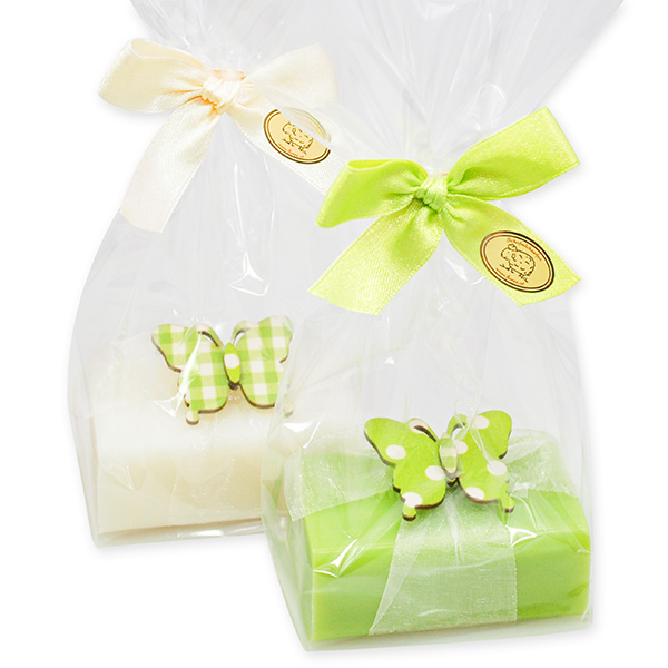 Sheep milk soap 100g decorated with a butterfly in a cellophane, Classic/pear 