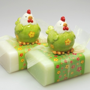 Sheep milk soap 100g, decorated with a rooster, Classic/meadow flower 