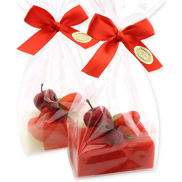 Sheep milk soap 100g, decorated with berries in a cellophane, Classic/strawberry 