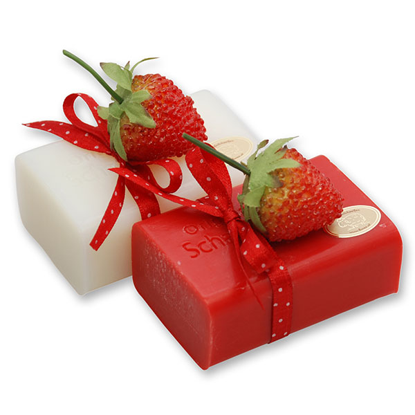 Sheep milk soap 100g, decorated with a strawberry, Classic/strawberry 