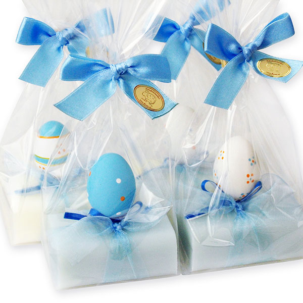 Sheep milk soap 100g, decorated with an easter egg in a cellophane, Classic/forget-me-not 