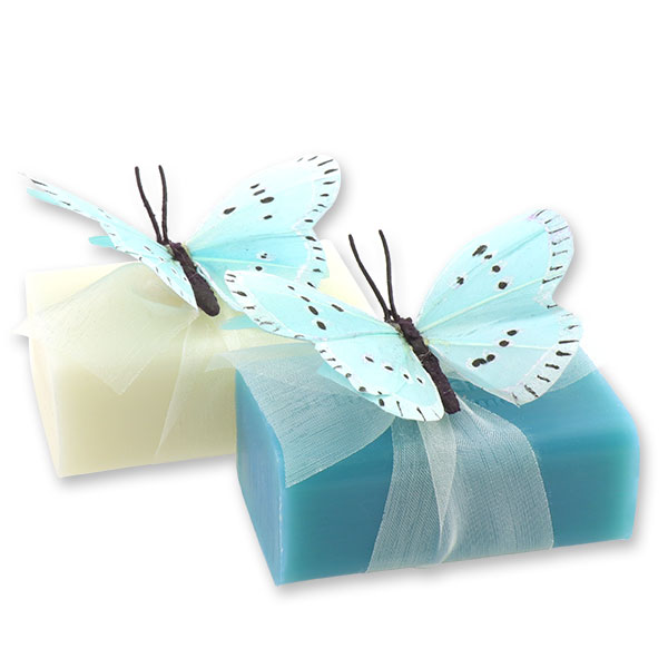 Sheep milk soap 100g, decorated with a butterfly, Classic/cornflower 