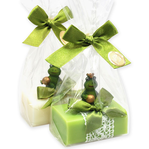 Sheep milk soap 100g, decorated with a frog prince in a cellophane, Classic/pear 