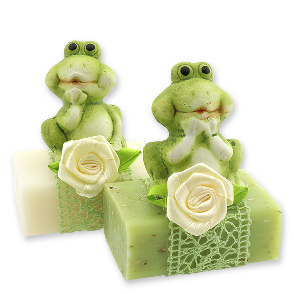 Sheep milk soap 100g, decorated with a frog, Classic/verbena 