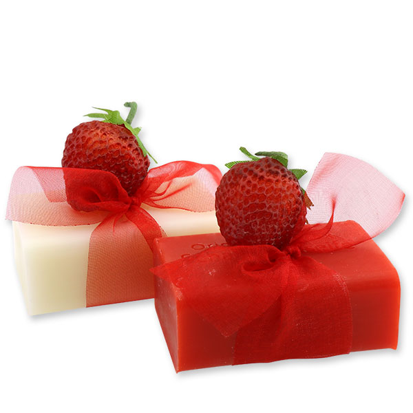 Sheep milk soap 100g, decorated with a strawberry, Classic/strawberry 