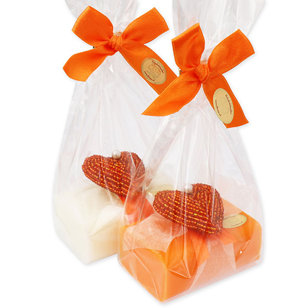 Sheep milk soap 100g, decorated with a heart in a cellophane, Classic/freesia 